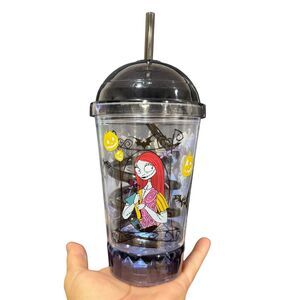 Disney Nightmare Before Christmas Cup Jack Zero Sally Dometop Light Up Straw GUC